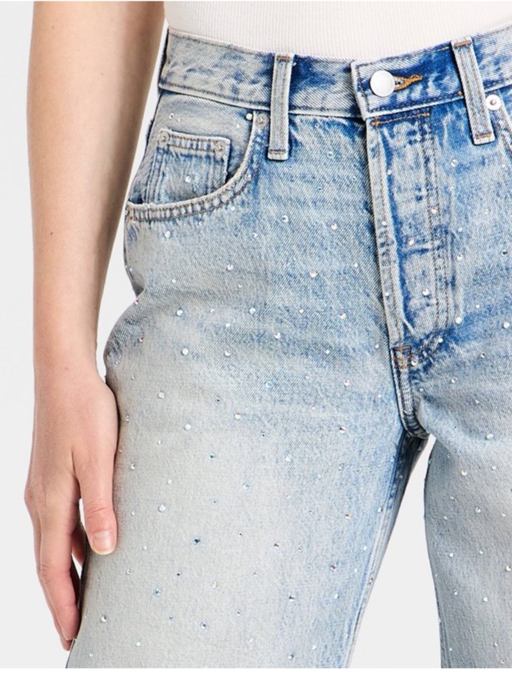 Universal Thread Women's Mid-Rise 90's Baggy Denim Rhinestone Jeans